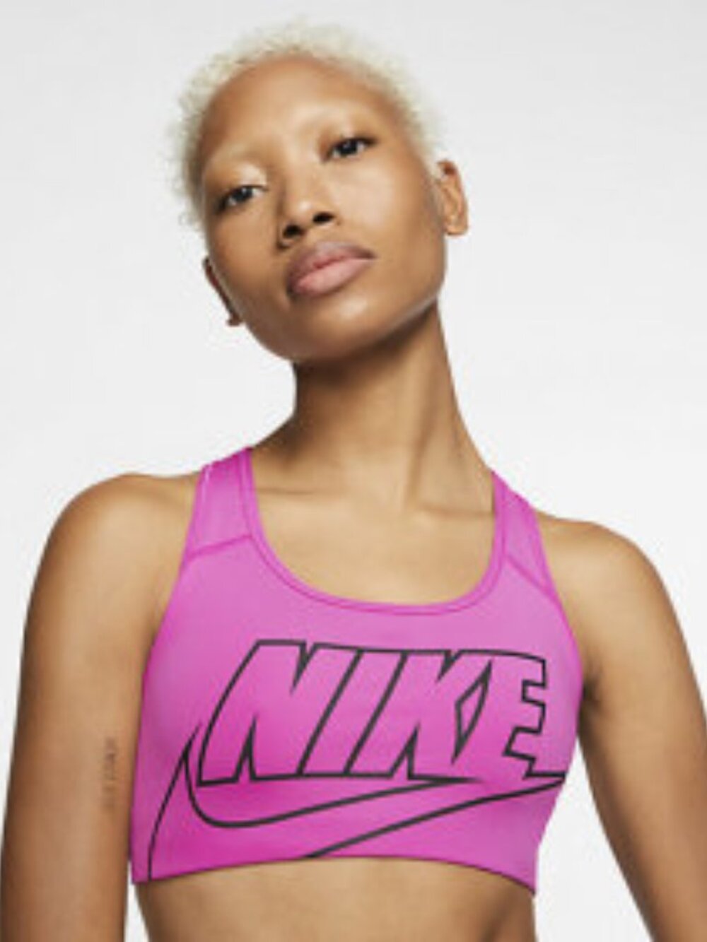 Nike Bright Pink Racerback Sports Bra Pair with Black Logo